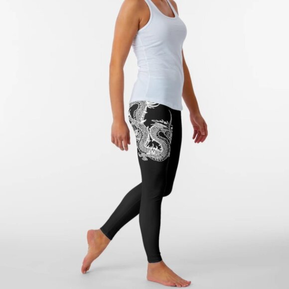 Women's Plus Size (5XL) 28W-30W Dragon Graphic High-Rise Leggings - Picture 1 of 6